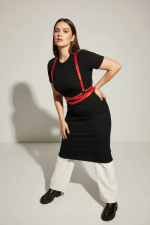 Büyük Beden Kırmızı Kadın Kemer Deri Harness Vücut Aksesuarı - APFT198