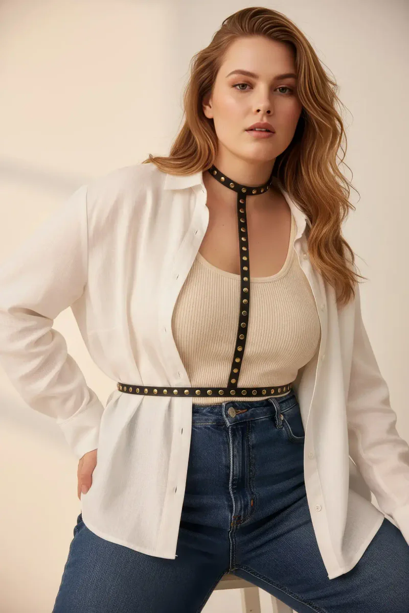 Studded Vegan Leather Harness