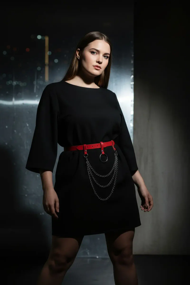 Red Faux Leather Waist
