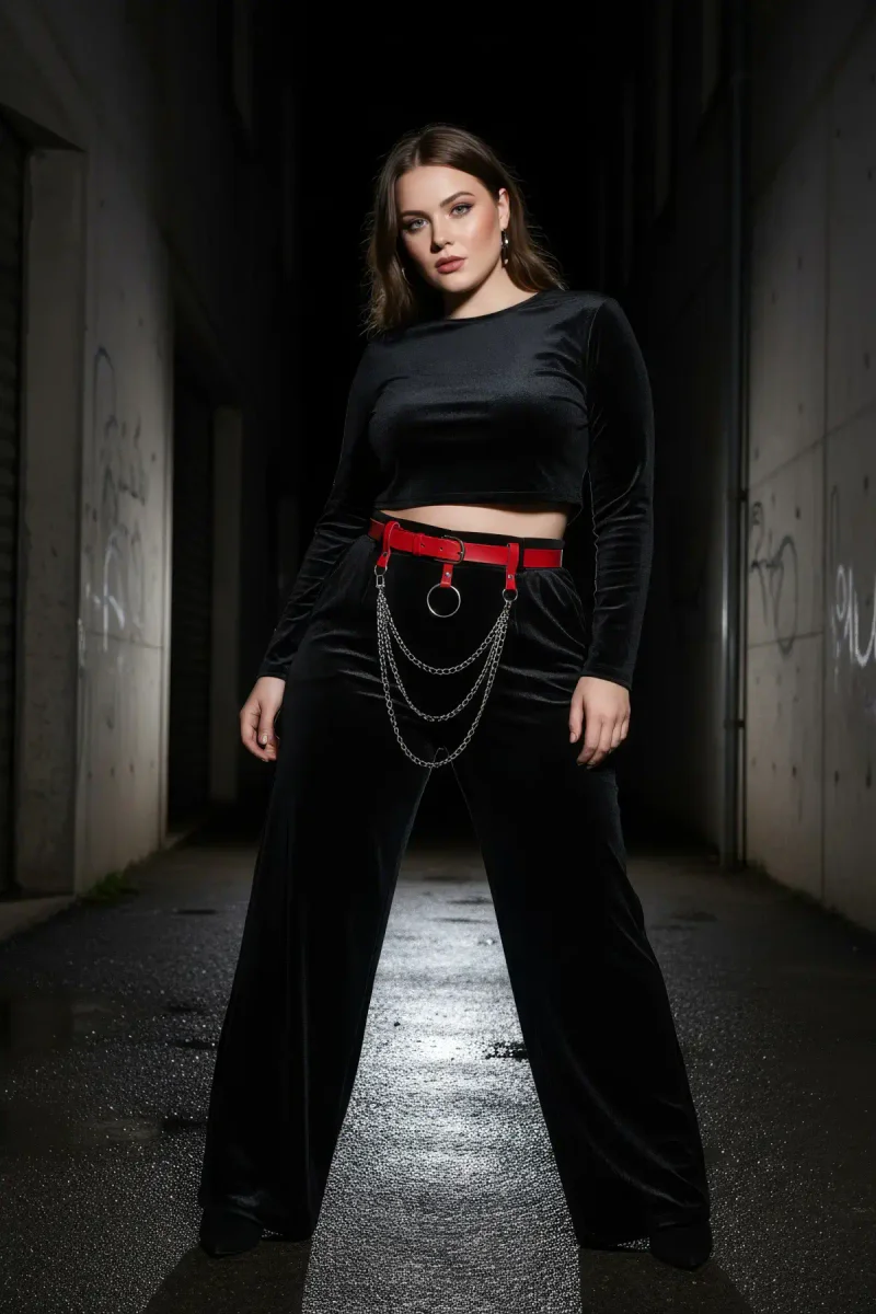 Red Harness Fashion Outfit Worn Over