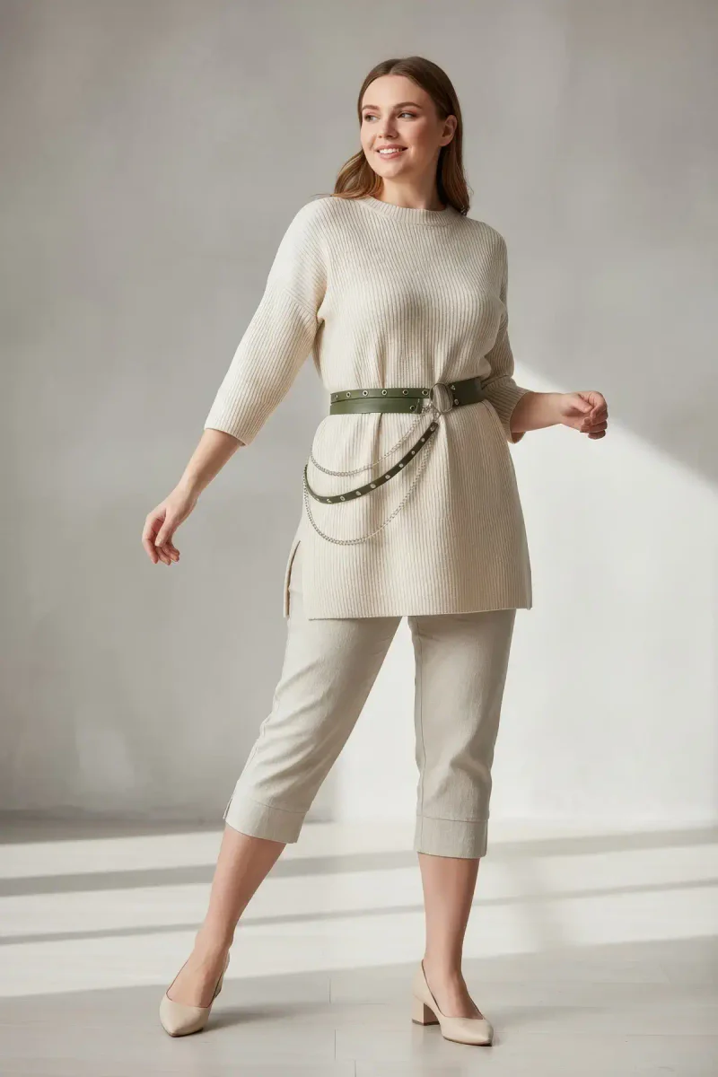 Khaki Vegan Leather Waist Harness Front