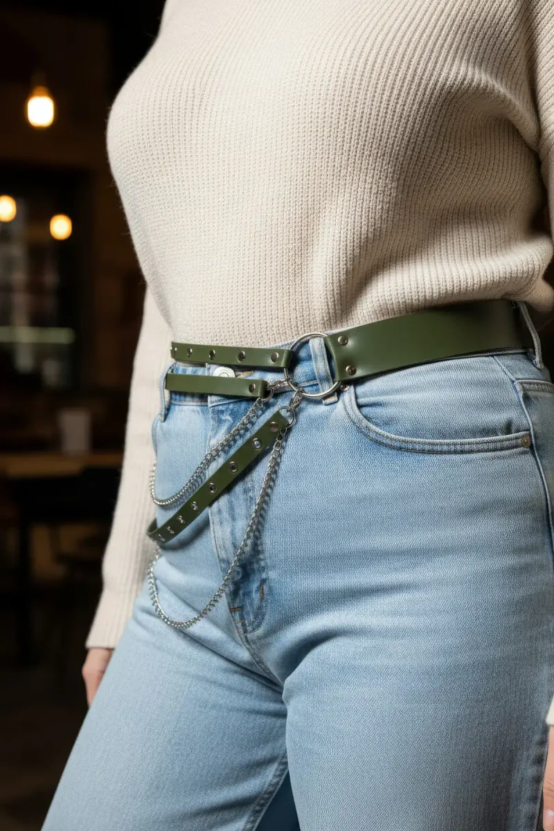 Fashion Waist Harness Khaki Outfit Idea Layer