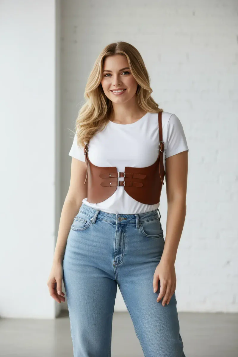 Faux Leather Corset