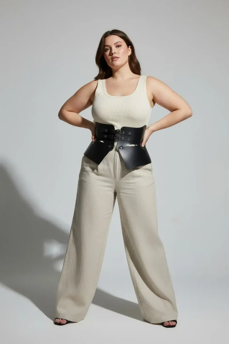 Faux leather festival wide black waist