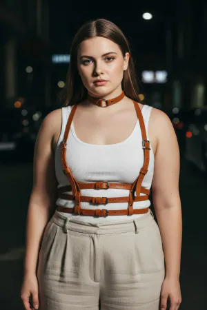 Büyük Beden Taba Kadın Kemer Vücut Aksesuarı Çoklu Bantlı Estetik Tasarım - APFT615