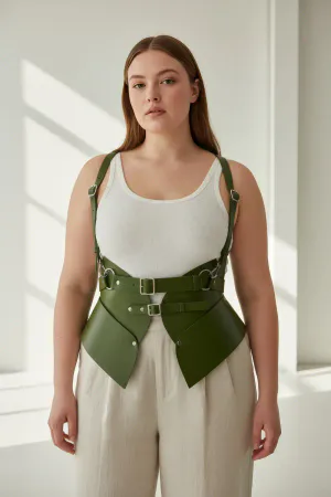 Büyük Beden Haki Kadın Kemer Omuz Askılı Korse Tarzı Bel Şekillendirici - APFT616