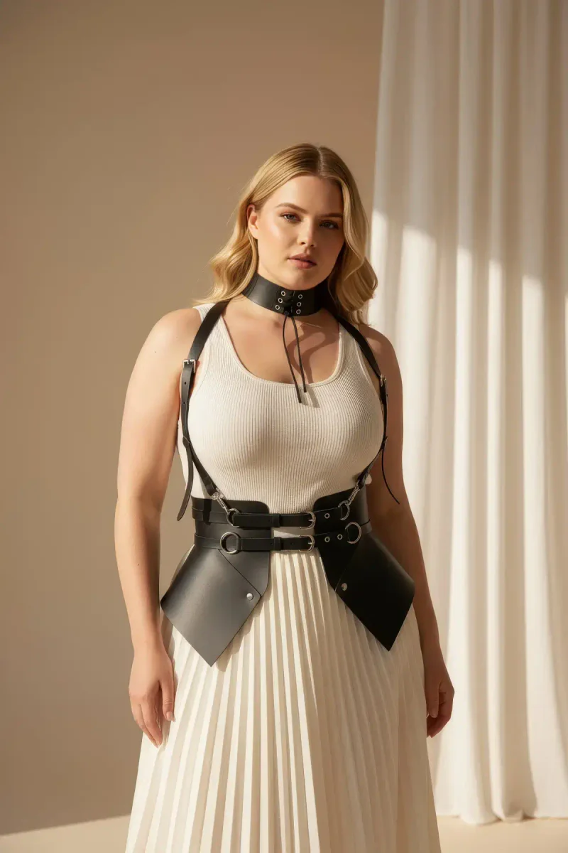 Body harness outfit black with silver