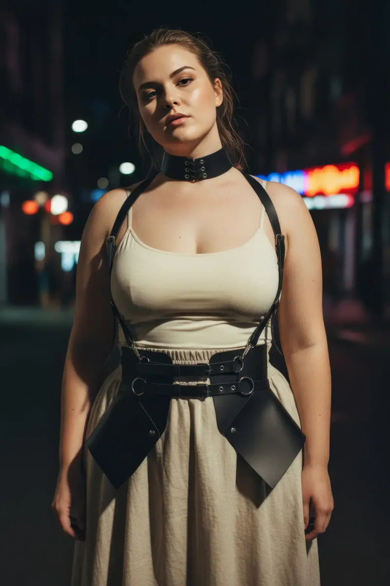 Festival black body harness outfit with waist panels
