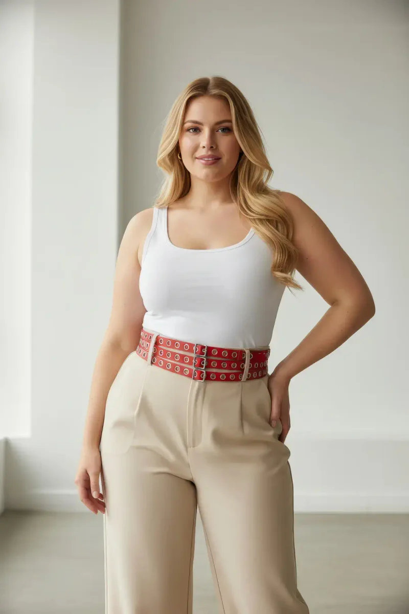 Red Waist Harness Belt Fashion Outfit