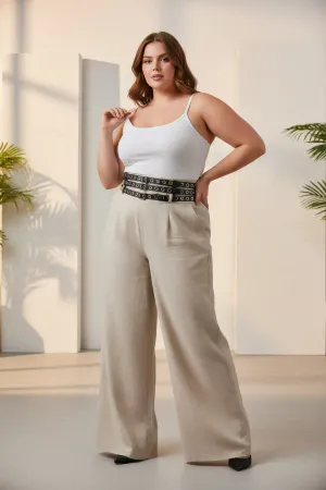 Büyük Beden Siyah Kadın Kemer Kalın Korse Stil Zımba Detaylı - APFT641