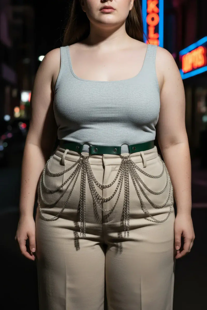 Fashion Waist Harness Accessory Styling Over a Ple