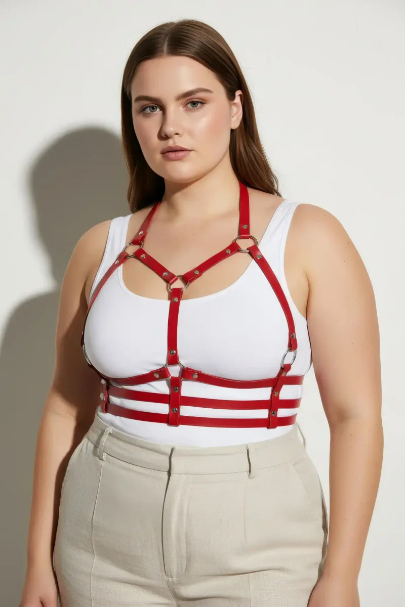 Plus Size Red Body Harness Styling
