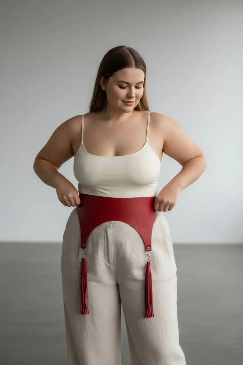 Red Vegan Leather Waist Harness with