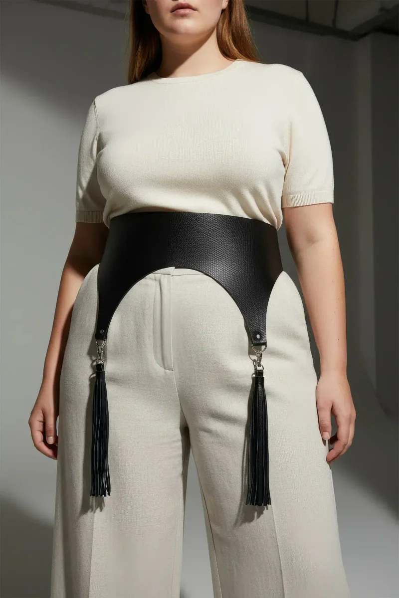 Woman wearing Black Corset Waist