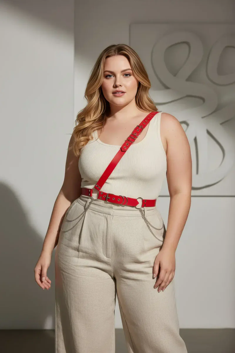 Red Studded Harness Detail Close