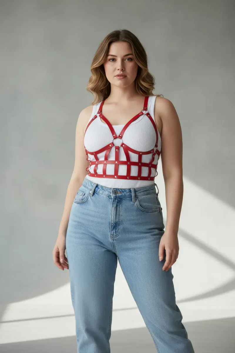 Red Faux Leather C