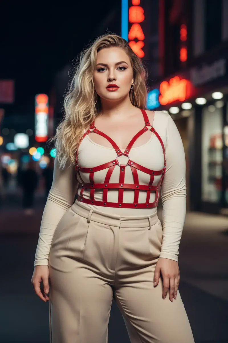 Plus Size Red Body Harness Lingerie