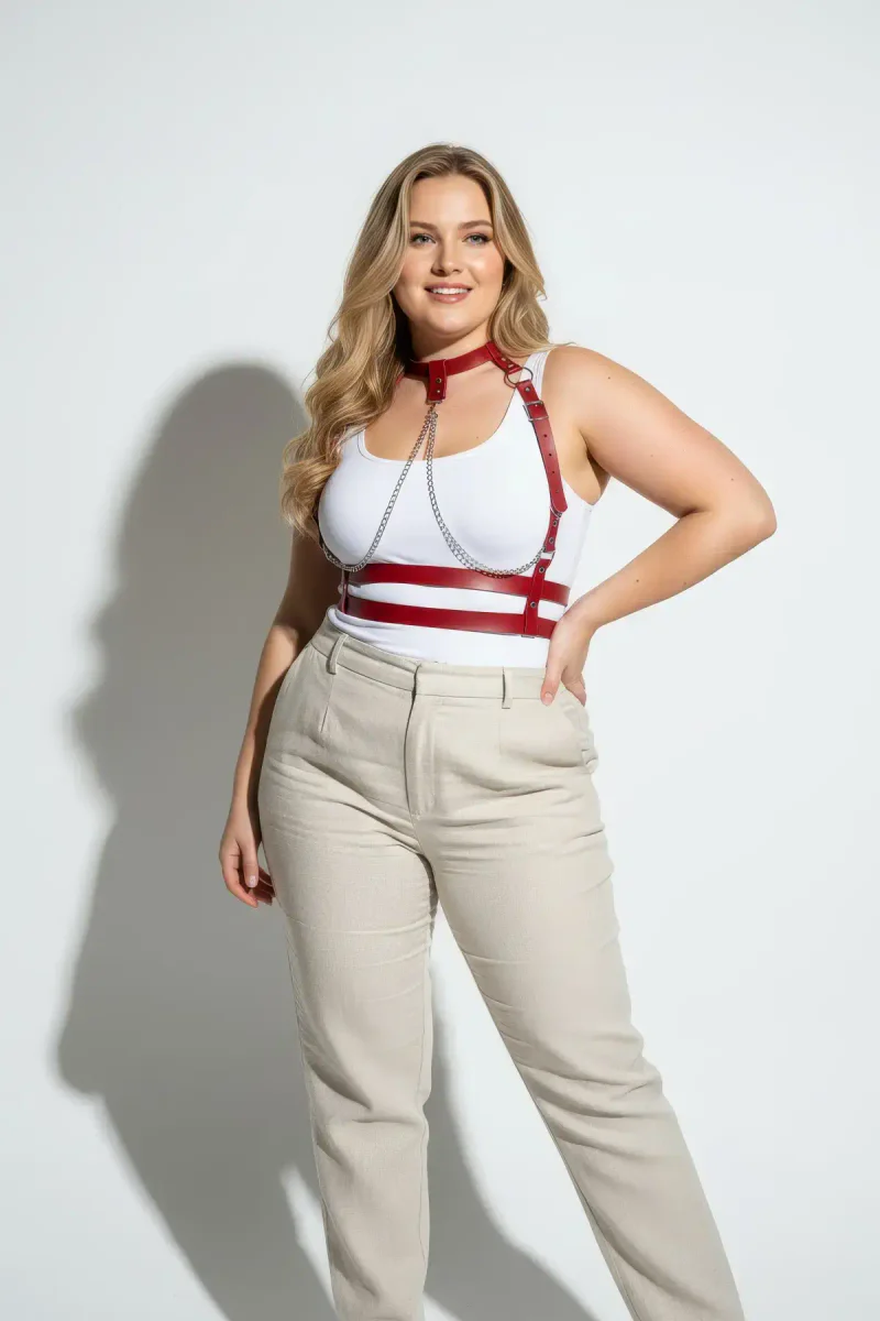 Fashion Harness Outfit Red with White