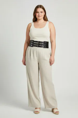 Black Vegan Leather Wide Waist Harness Belt Triple Buckle Straps
