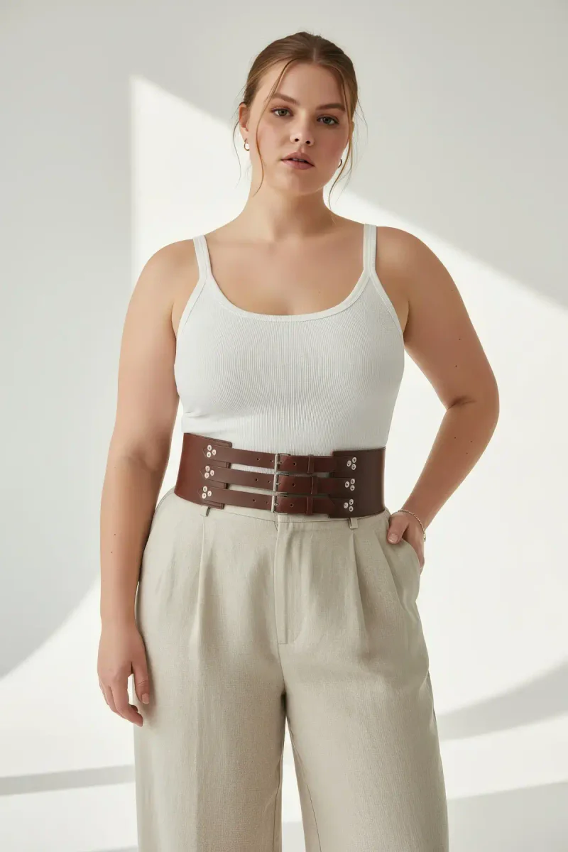 Triple Buckle Waist Cinch Belt