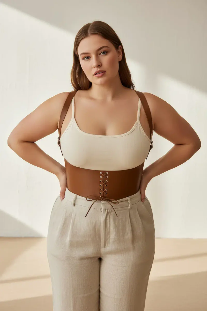 Faux Leather Corset Harness Side
