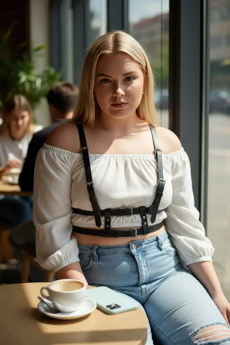 Women's Fashion Harness black faux leather