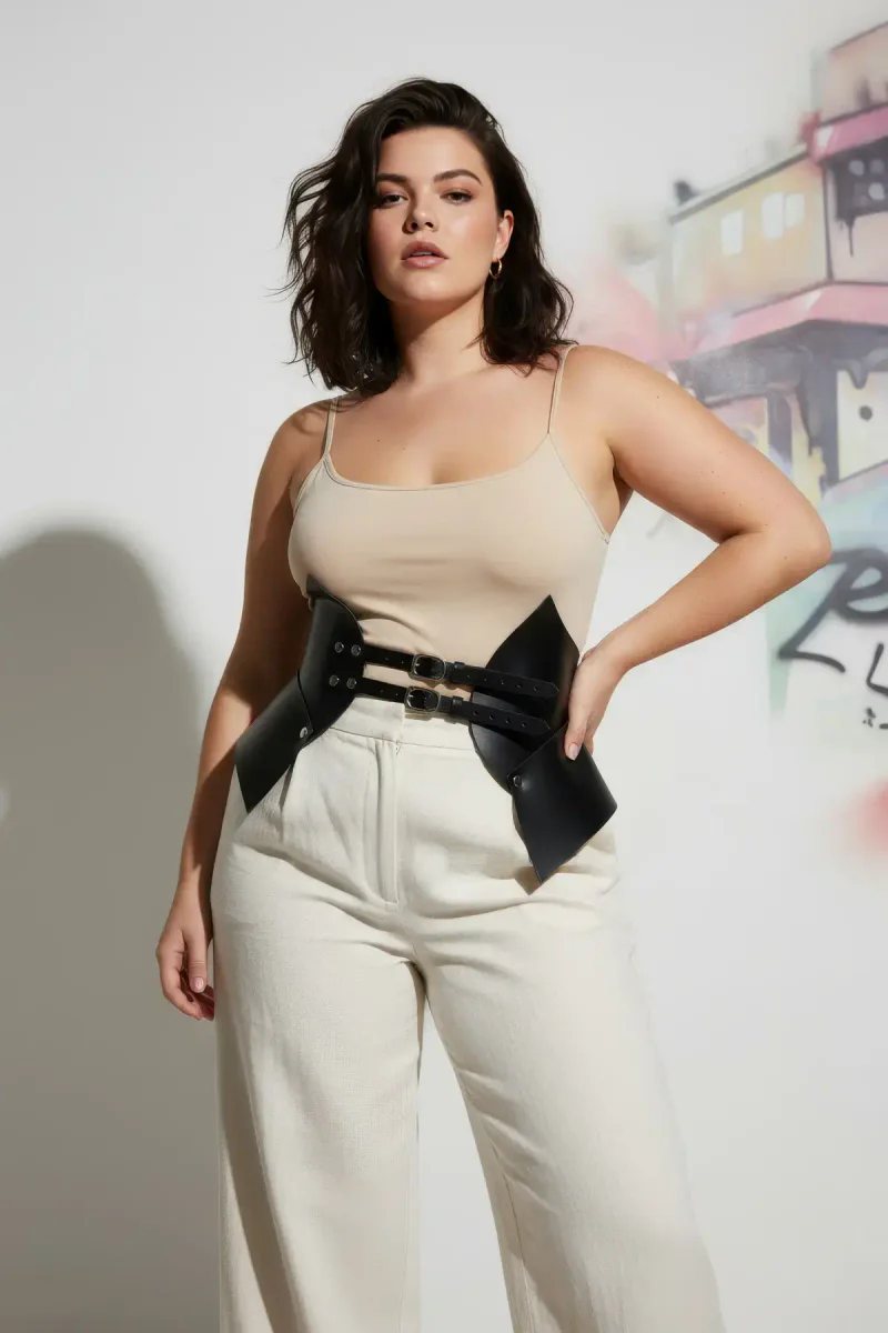 Fashion Waist Cincher Black with faux