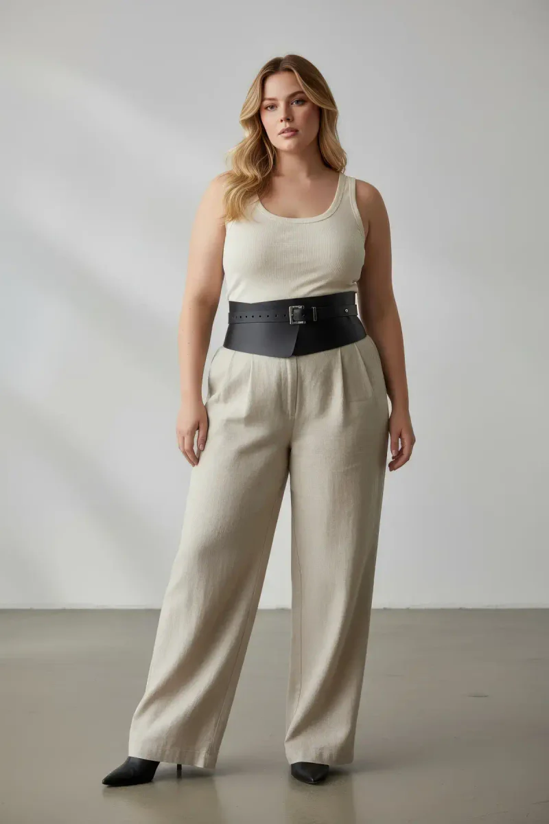 Black vegan leather corset belt