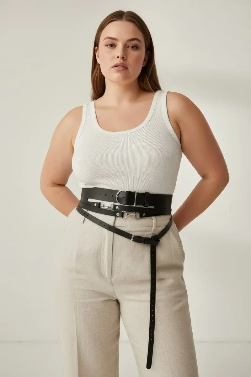 Faux Leather Waist Harness Belt