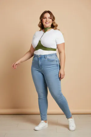 Büyük Beden Haki Kadın Kemer Deri Harness Zincir Detaylı Vücut Aksesuarı - APFT1265