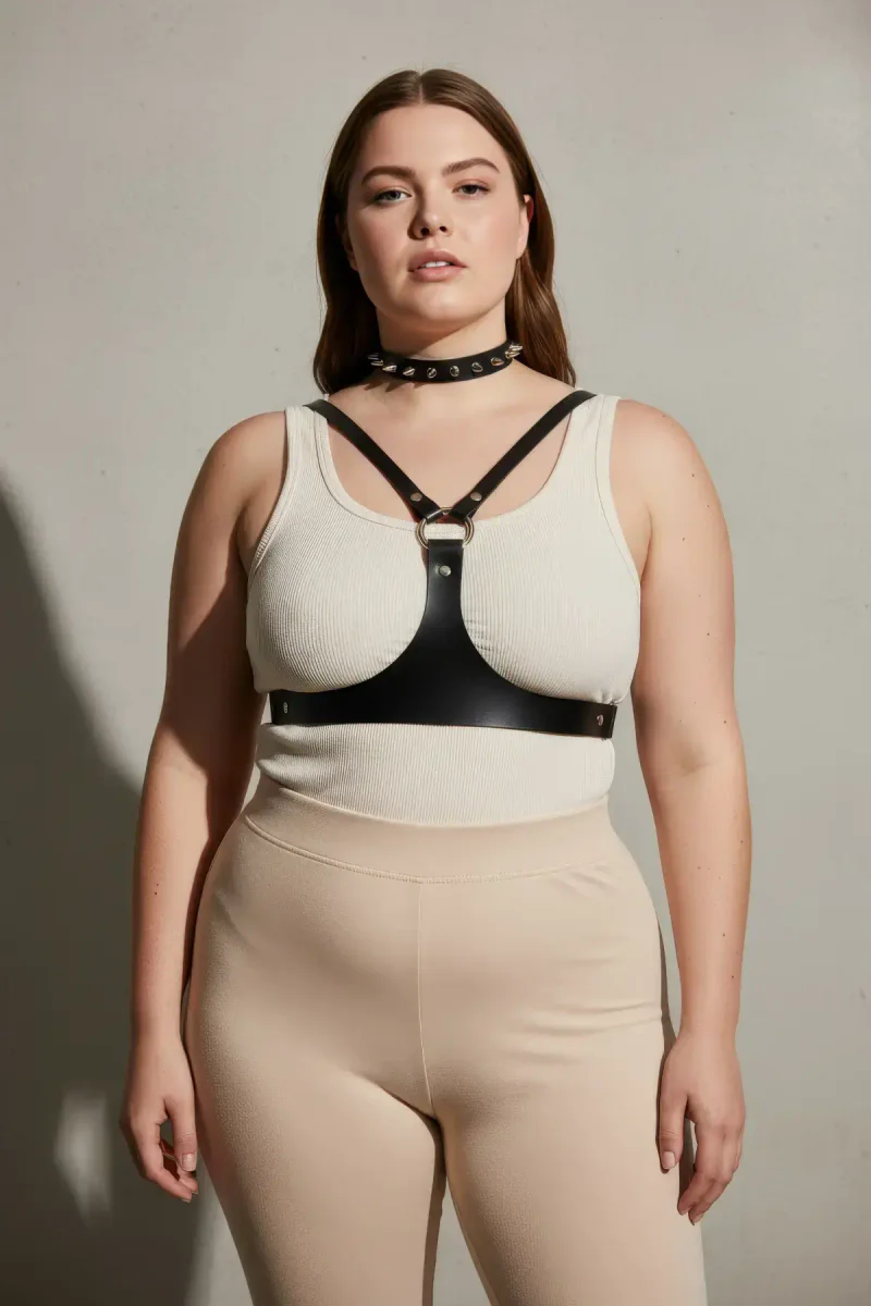 Plus size chest harness accessory black side