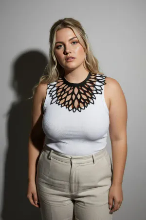 Büyük Beden Siyah Kadın Choker Lazer Kesim Estetik Kombin Tamamlayıcı - APFT1407